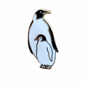 Pinnacle Designs Mom & Baby Penguin Brooch Pin Vintage Collectable Black & White